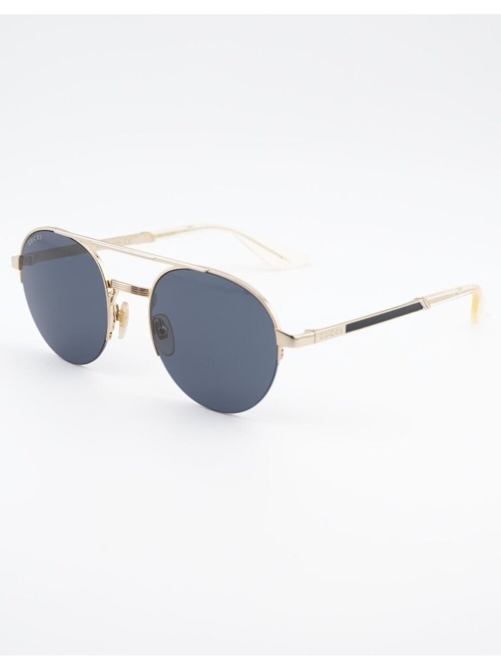 Gucci GG0984S 001 Unisex Sunglasses Gold Round Frame, Grey Lenses